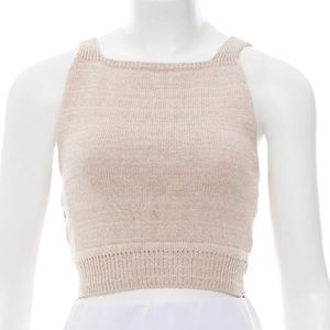 Reformation Knit Crop Top Oatmeal Natural
